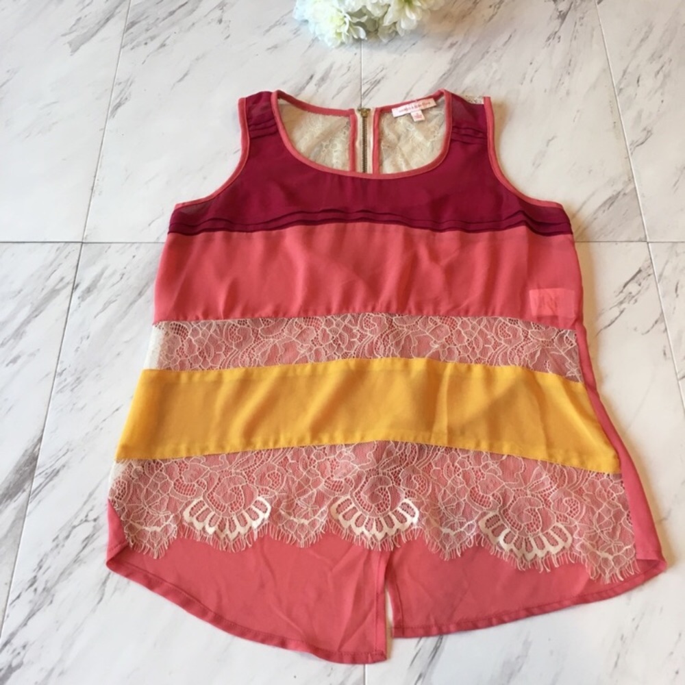 Margo and Sebastian | Multi Tone Colored Lace Tank